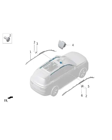 Направляющий кронштейн левой боковой шторки безопасности для LIXIANG L9 MAX 2023, X01-89060012