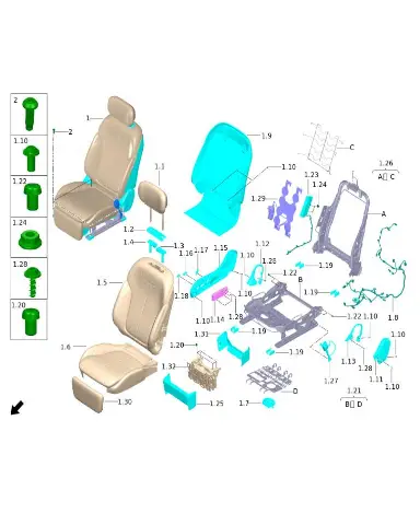 Кнопка переключателя регулировки опоры сиденья для Leapmotor C11, 5820604-LD21