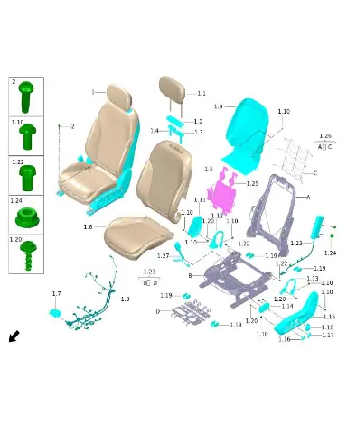 Левый передний подголовник в сборе для Leapmotor C11, 5810510-LD11