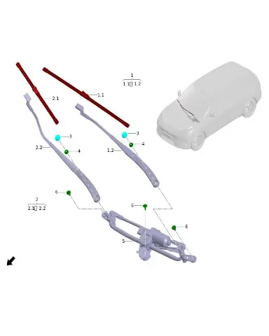 Мотор стеклоочистителя и соединительная тяга в сборе для Leapmotor C11, 8061001-CD01
