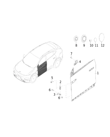 Верхняя петля передней левой двери для XPENG G6, 5810101EA1-ZZ-00