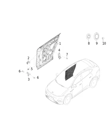 Правая задняя дверь под окрас для XPENG G6, 5040200FA1-ZZ-00