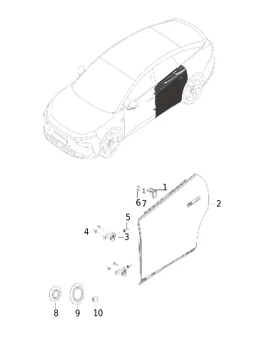 Левая задняя дверь под окрас для XPENG P7+, 5020200FC1-ZZ-01