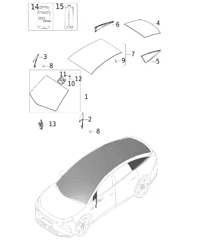 Заднее стекло для XPENG P7+, 5520001FC1-00-02