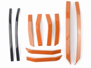 Защитные накладки на двери, бампер и боковые зеркала Zeekr 001, 2 черных и 8 оранжевых из 10 элементов