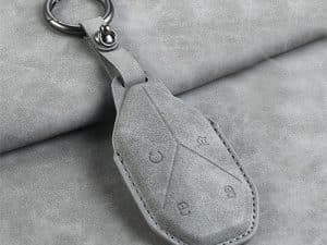 Чехол для смарт ключа BYD Leopard, серого цвета, материал нубук