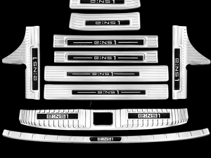 Защитные накладки на пороги дверей и багажник, Honda e:NS1 из нержавеющей стали, серебристого цвета из 10 элементов