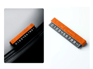 Автовизитка, авто табличка Zeekr, из оранжевой алькантары