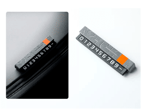 Автовизитка, авто табличка Zeekr, из серой алькантары с оранжевой полоской