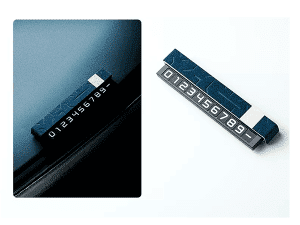 Автовизитка, авто табличка Zeekr, из синий алькантары с белой полоской