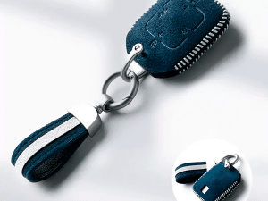 Чехол для смарт ключа Zeekr, синего цвета, алькантара