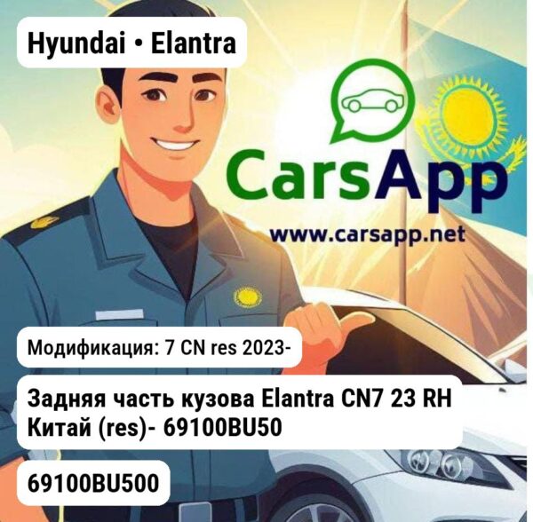 Hyundai Elantra Задняя часть кузова Elantra CN7 23 RH Китай (res)- 69100BU500 Hyundai/KIA 69100BU500 69100BU500 7 CN res