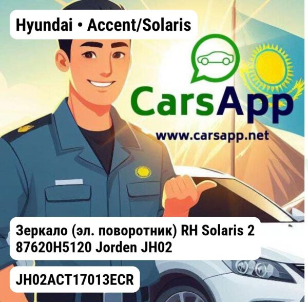 Hyundai Accent/Solaris Зеркало (эл. поворотник) RH Solaris 2 87620H5120 JH02ACT17013ECR