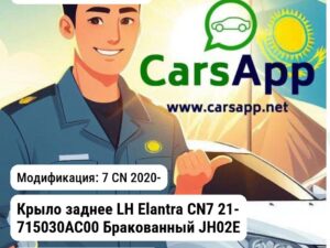 Hyundai Elantra Крыло заднее LH Elantra CN7 21- 715030AC00 Бракованный JH02ELT20046L_BR1 JH02ELT20046L_BR1 7 CN