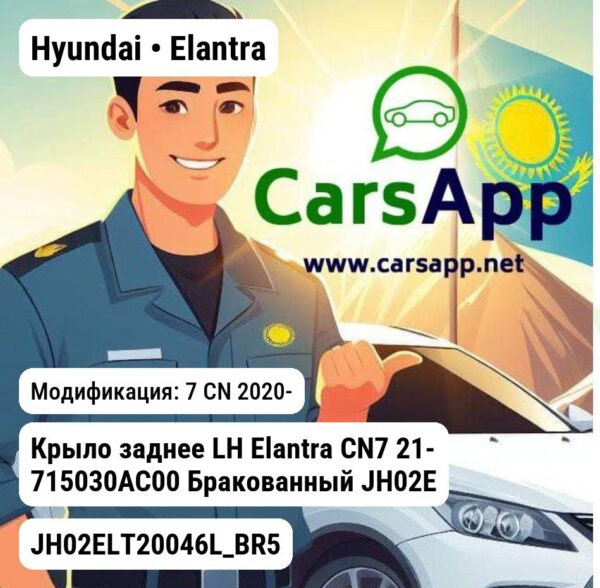 Hyundai Elantra Крыло заднее LH Elantra CN7 21- 715030AC00 Бракованный JH02ELT20046L_BR5 JH02ELT20046L_BR5 7 CN