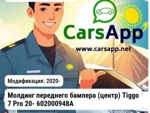 Chery Tiggo 7 Pro Молдинг переднего бампера (центр) Tiggo 7 Pro 20- 602000948AAAKR JH03TG720017C JH03TG720017C