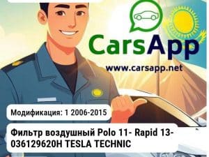 Volkswagen Polo Фильтр воздушный Polo 11- Rapid 13- 036129620H TESLA TECHNICS TTF0090 TTF0090 1
