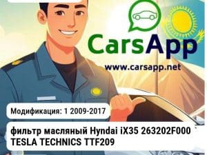 Hyundai ix35 фильтр масляный Hyndai iX35 263202F000 TESLA TECHNICS TTF2098 TTF2098 1