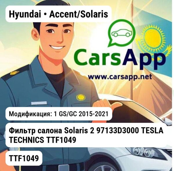 Hyundai Accent/Solaris Фильтр салона Solaris 2 97133D3000 TESLA TECHNICS TTF1049 TTF1049 1 GS/GC