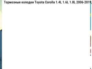 Тормозные колодки Toyota Corolla 1.4L 1.6L 1.8L 2006-2019, RAV 4 2.0L 2.4L 2.5L 2006-2013, Matrix 1.8L 2008-2014, Prius V 1.8L 2011-2018, Ist 1.5L 1.8L 2007-2016, Urban Cruiser 1.3L 1.4L 2009-2016, Voxy 2.0L 2007-2010 передние
