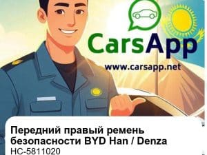 Передний правый ремень безопасности в сборе для BYD Han EV / DM-i / Denza e9, оригинал (HC-5811020)