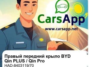 Правый передний крыло в сборе для BYD Qin PLUS DM-i / Qin Pro EV / Qin Pro бензин, оригинал (HAD-8403119/70)