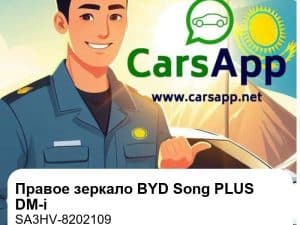 Правое наружное зеркало заднего вида в сборе для BYD Song PLUS DM-i, оригинал (SA3HV-8202109)