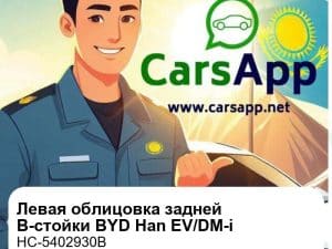 Левая наружная облицовочная панель задней B-стойки для BYD Han EV / Han DM-i, оригинал (HC-5402930B)