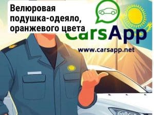 Велюровая подушка-одеяло, оранжевого цвета (3525948)