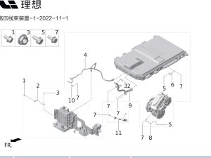 Высоковольтный провод аккумулятора к компрессору и PTC X01-21050042 для Lixiang L9 2022-2023
